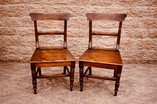 Pair of Victorian Farmhouse Dining Chairs in Solid Wood