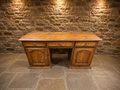 Large Solid Pine Pedestal Desk | Vintage Farmhouse Writing Desk | Rustic Country House Office Desk | Traditional Home Office Desk