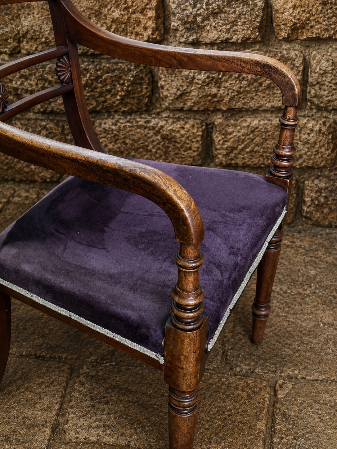 Antique Regency Revival Open Armchair c1910