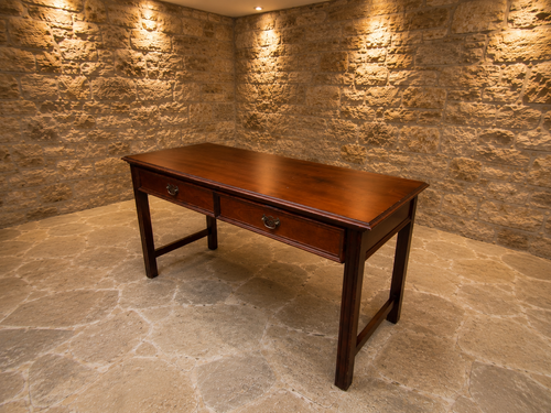 Antique Georgian Revival Mahogany Writing Table | English Library Desk | Two Drawer Console Table | c.1920–1940