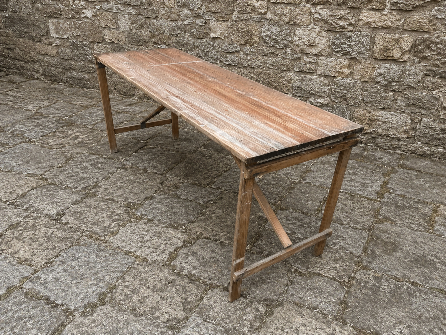 Large Vintage Folding Trestle Table