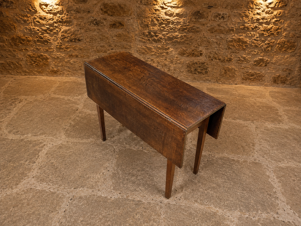 Antique Solid Oak Gateleg Drop Leaf Dining Table | English Farmhouse Kitchen Table