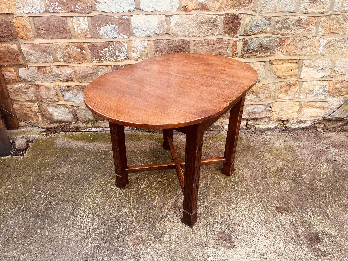 Antique Arts & Crafts Oval Oak Table