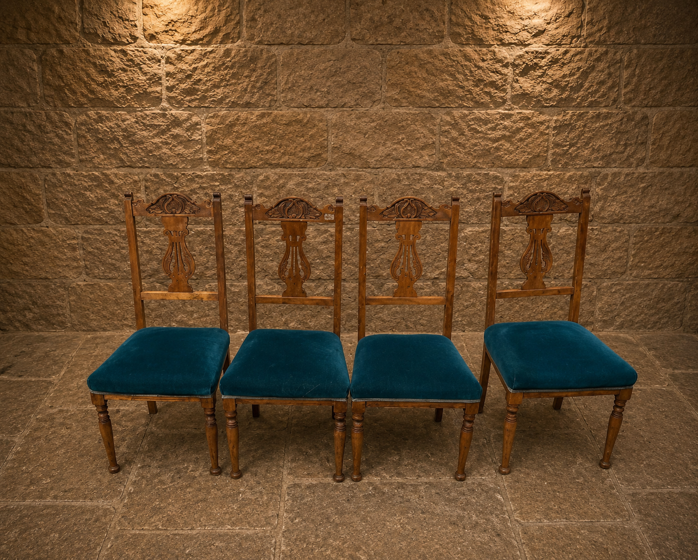 Set of Four Antique Edwardian Arts & Crafts Dining Chairs