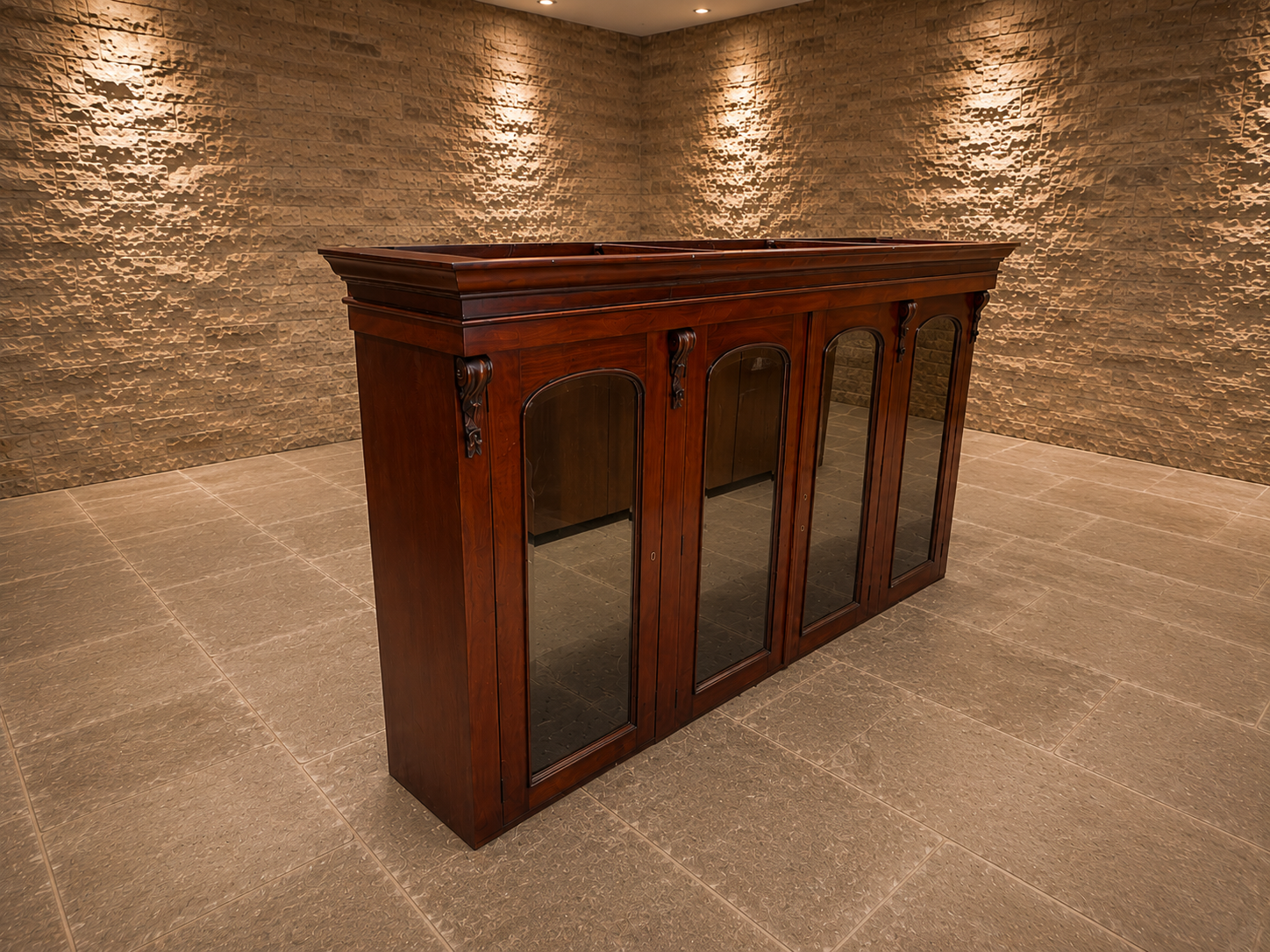 Victorian Mahogany Shop Display Cabinet Base | Antique Glazed Haberdashery Counter