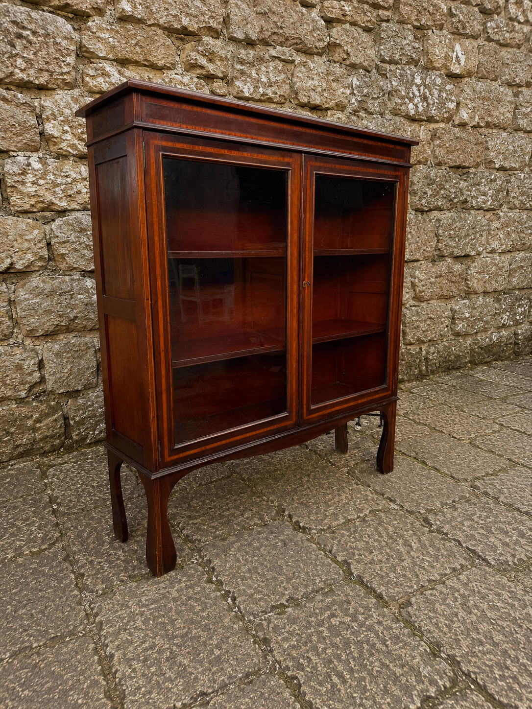 Edwardian Mahogany Inlaid Glazed Bookcase