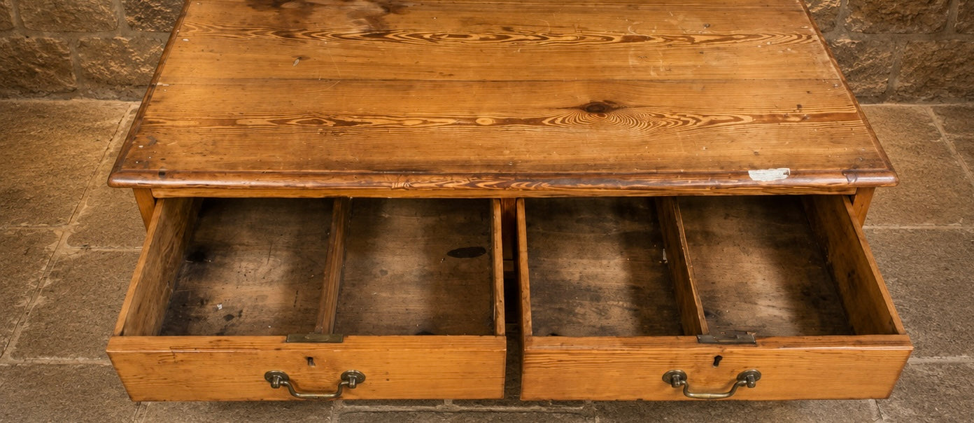 Antique Victorian Pitch Pine Pedestal Desk – Country House Writing Desk