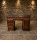 Antique Victorian Carved Oak Pedestal Writing Desk – Gothic Revival – Circa 1890