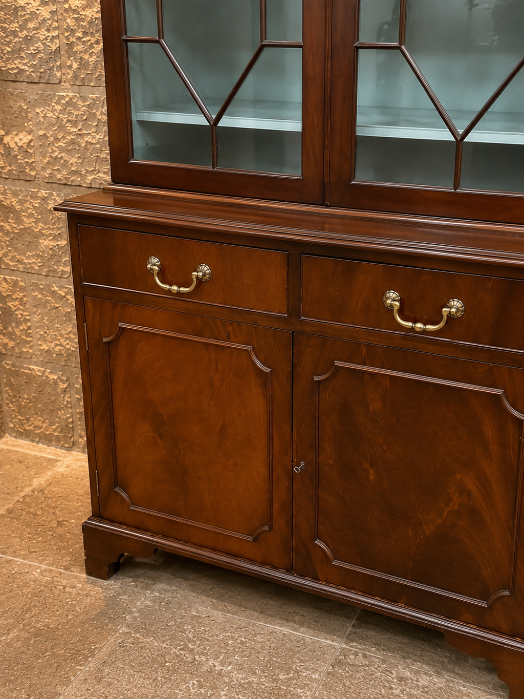 Georgian Revival Mahogany Display Cabinet Bookcase with Astragal Glazed Doors