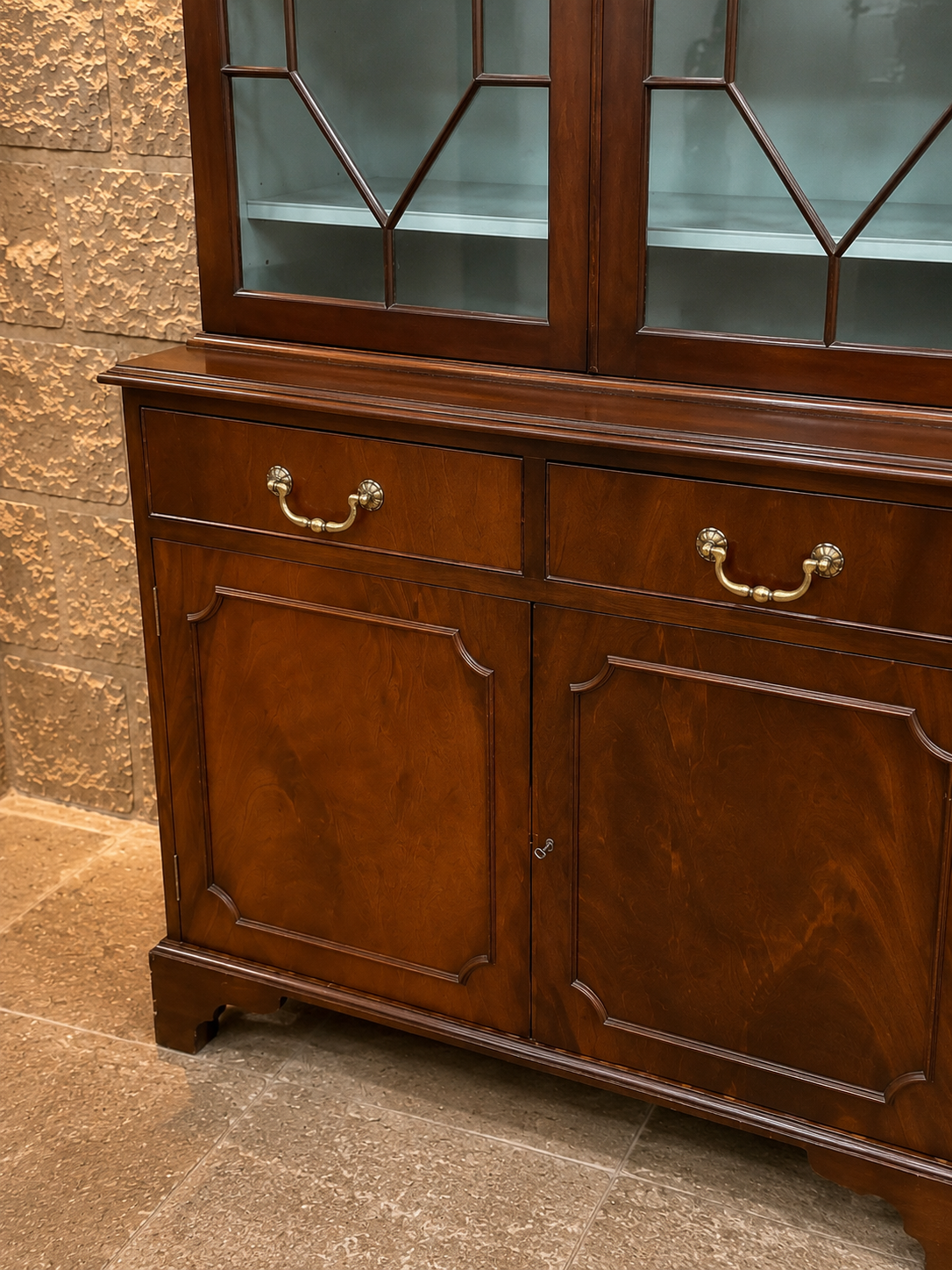 Georgian Revival Mahogany Display Cabinet Bookcase with Astragal Glazed Doors