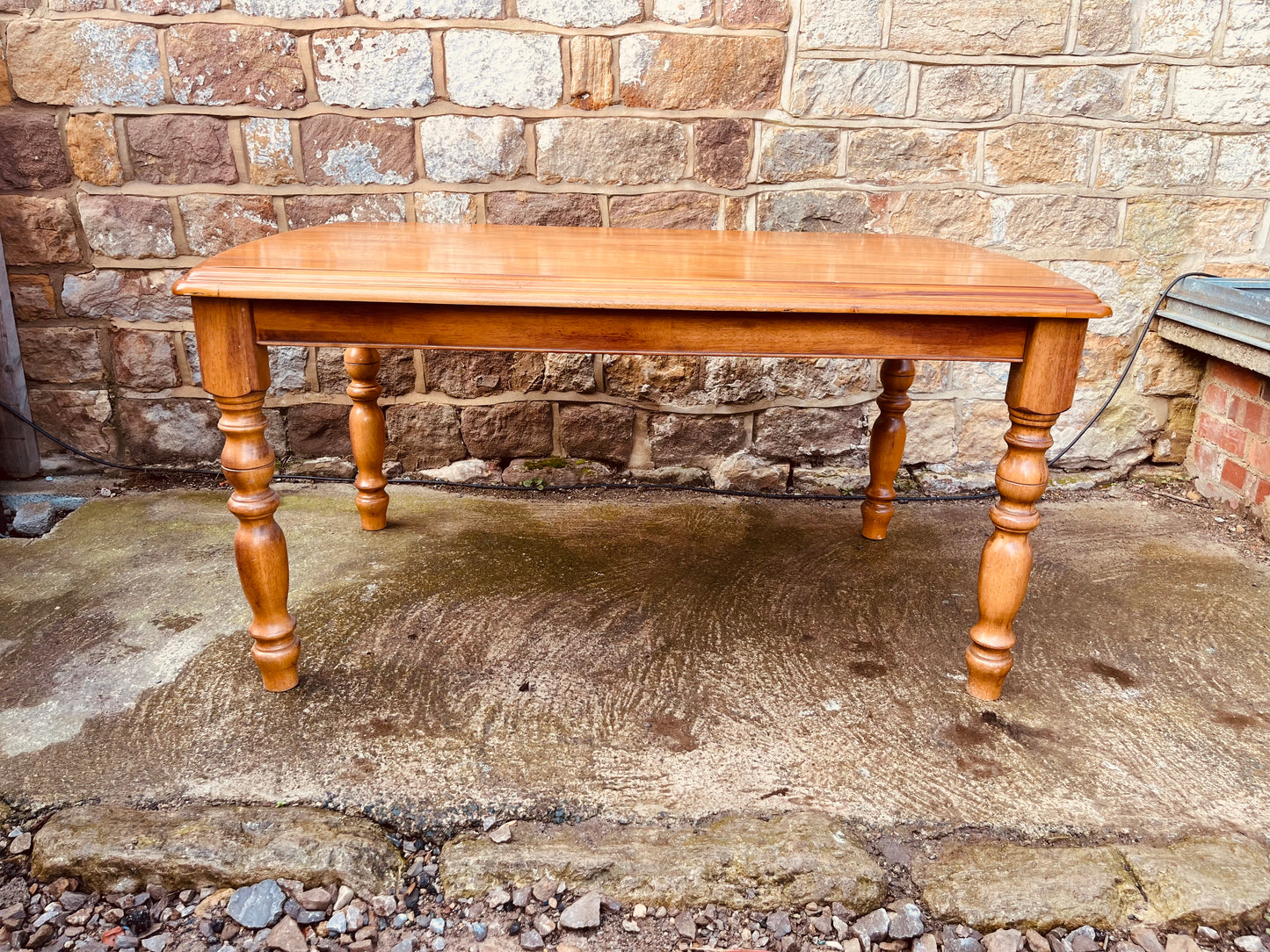Vintage Farmhouse Dining Table with Turned Legs
