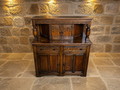 Vintage Carved Oak Jacobean Revival Dresser Base with Raised Back