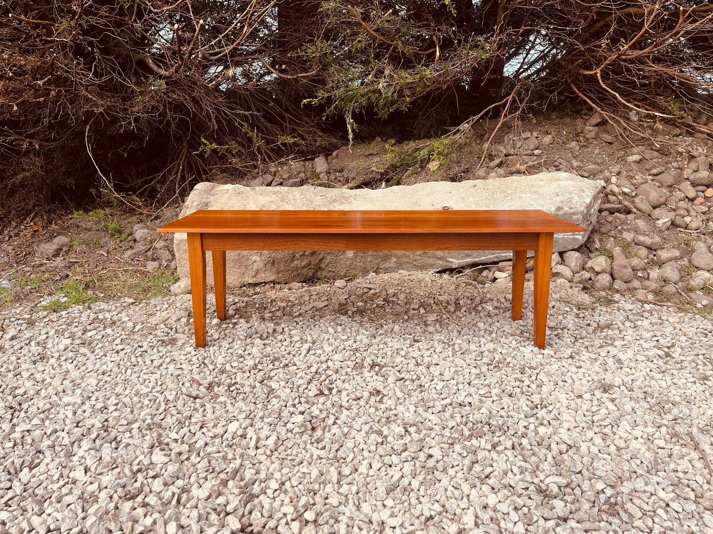Mid Century Teak Console Table – Scandinavian Style Slim Hallway Table