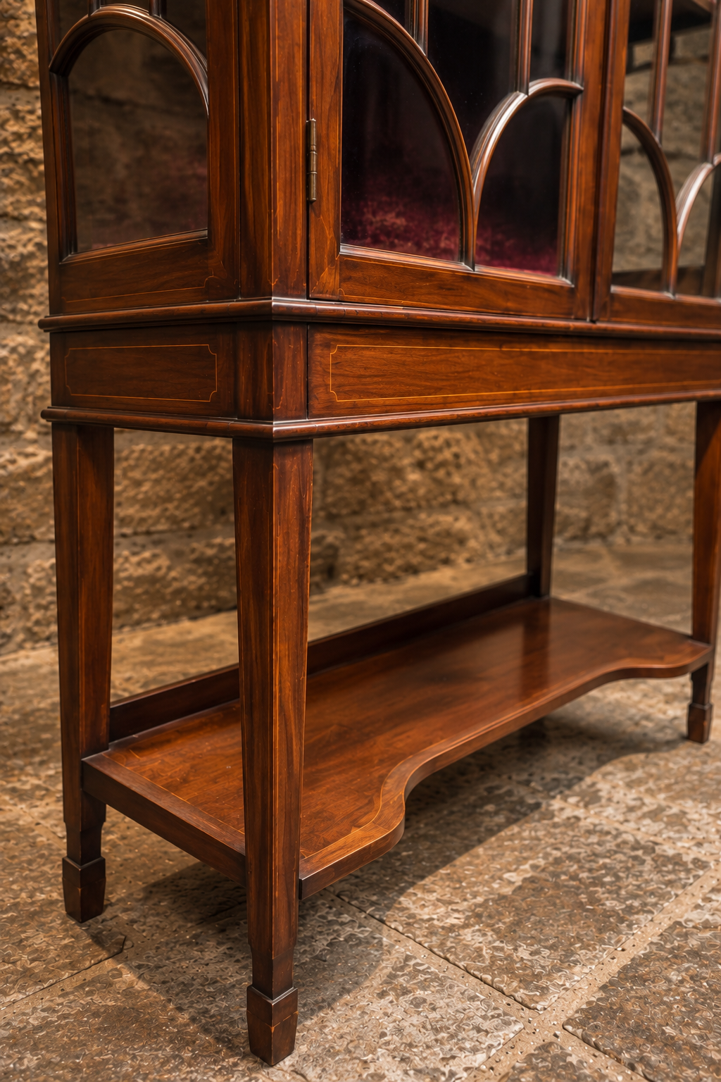 Antique Edwardian Mahogany Inlaid Glazed Display Cabinet