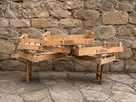 Set of 5 Original W. Cundall Market Crates c.1978 | Vintage Wooden Produce Crates