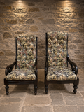 Pair of Antique Victorian Deep Buttoned Scroll Arm Fireside Armchairs | English Country House Chairs | c.1895–1915