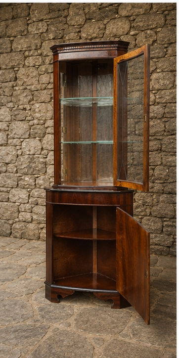 Edwardian Mahogany Inlaid Corner Display Cabinet