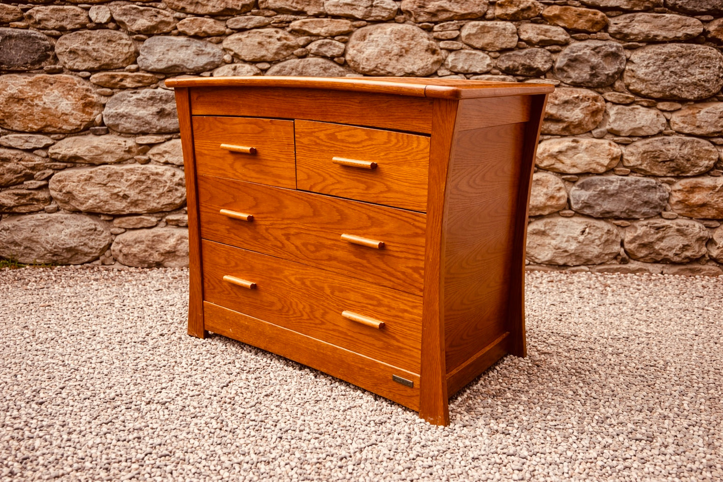 Mid Century Oak Dressing Chest – Compactum Chest of Drawers with Raised Back