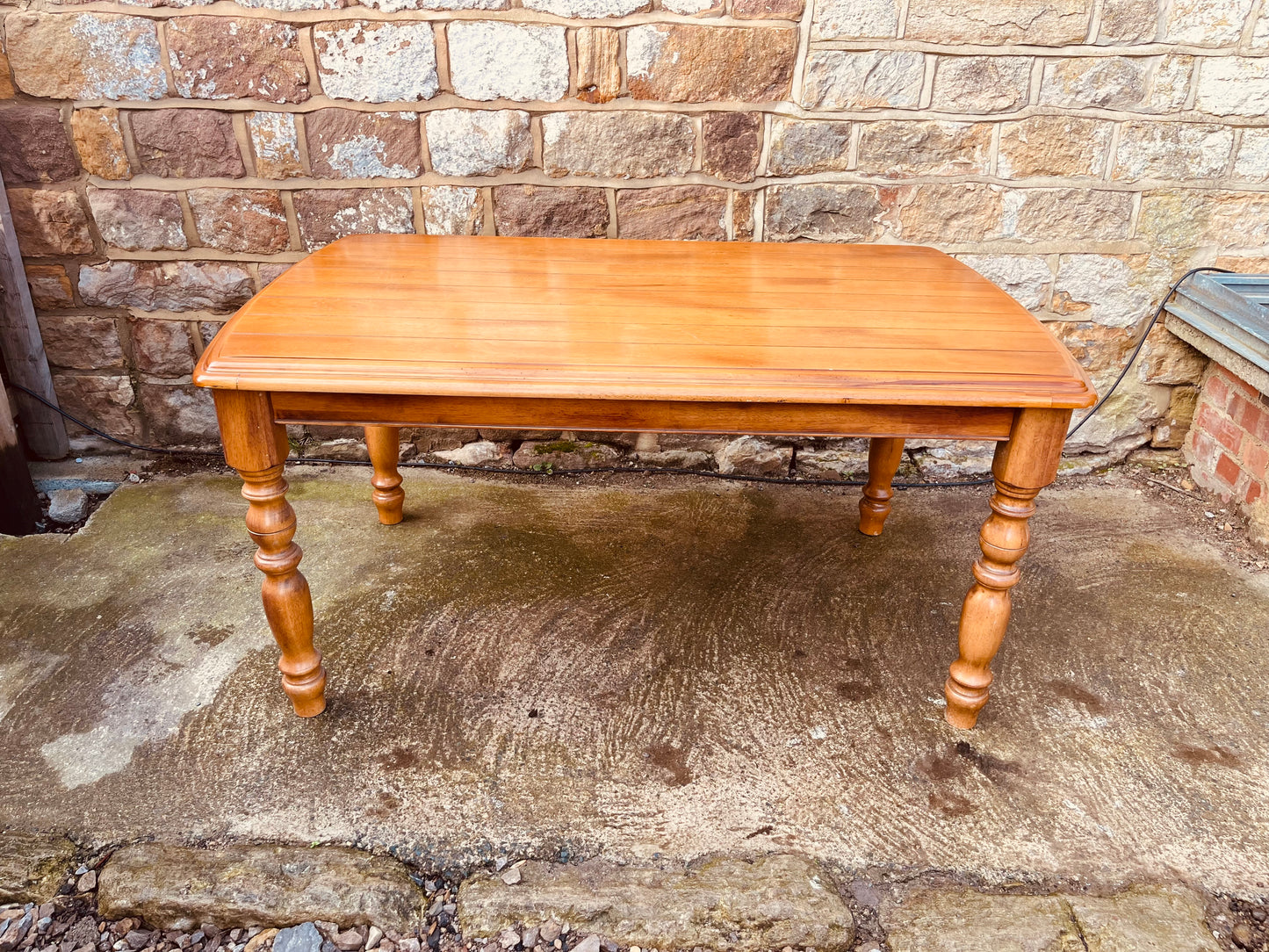 Vintage Farmhouse Dining Table with Turned Legs
