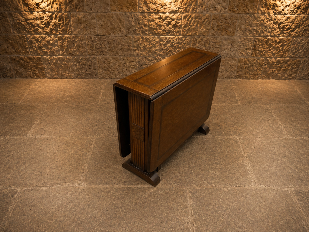 Vintage 1930s Art Deco Oak Drop Leaf Dining Table – Carved Gateleg Table