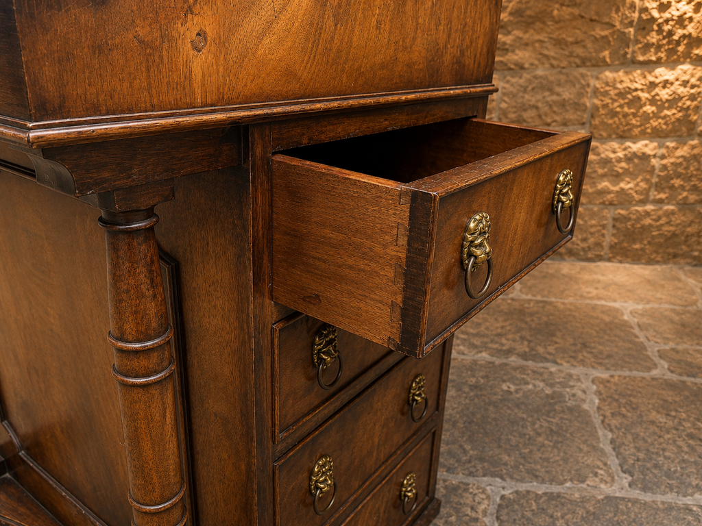 Antique Davenport Writing Desk – Circa 1880–1910 – Leather Top & Fitted Interior