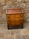 Antique Tiger Oak Bureau Desk | Victorian Fall Front Writing Bureau | Edwardian Oak Secretary Desk | Arts & Crafts Bureau