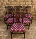 Set of 6 Georgian Style Mahogany Dining Chairs with Gothic Pierced Backs
