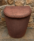 Vintage Lloyd Loom Pink Wicker Laundry Basket / Mid Century Storage Hamper