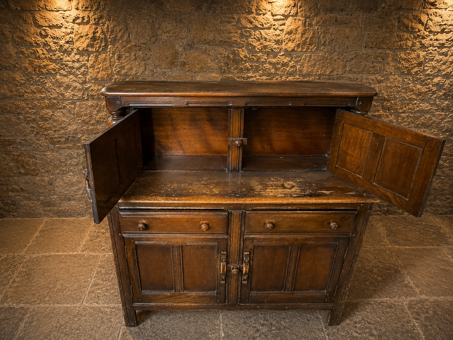 Antique Victorian Oak Dresser Sideboard – Country House Farmhouse Cupboard