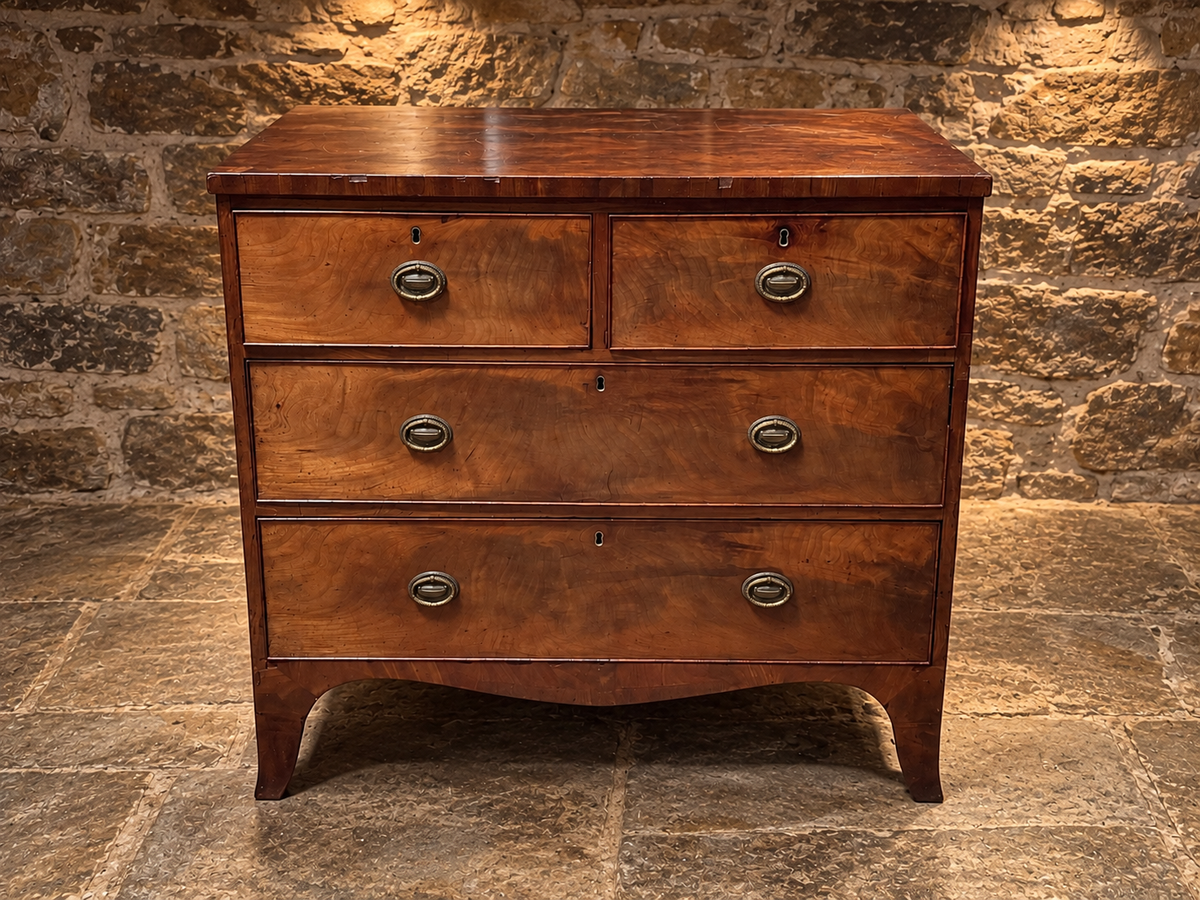 Antique Burr Walnut Chest of Drawers – Georgian Regency c.1810–1830