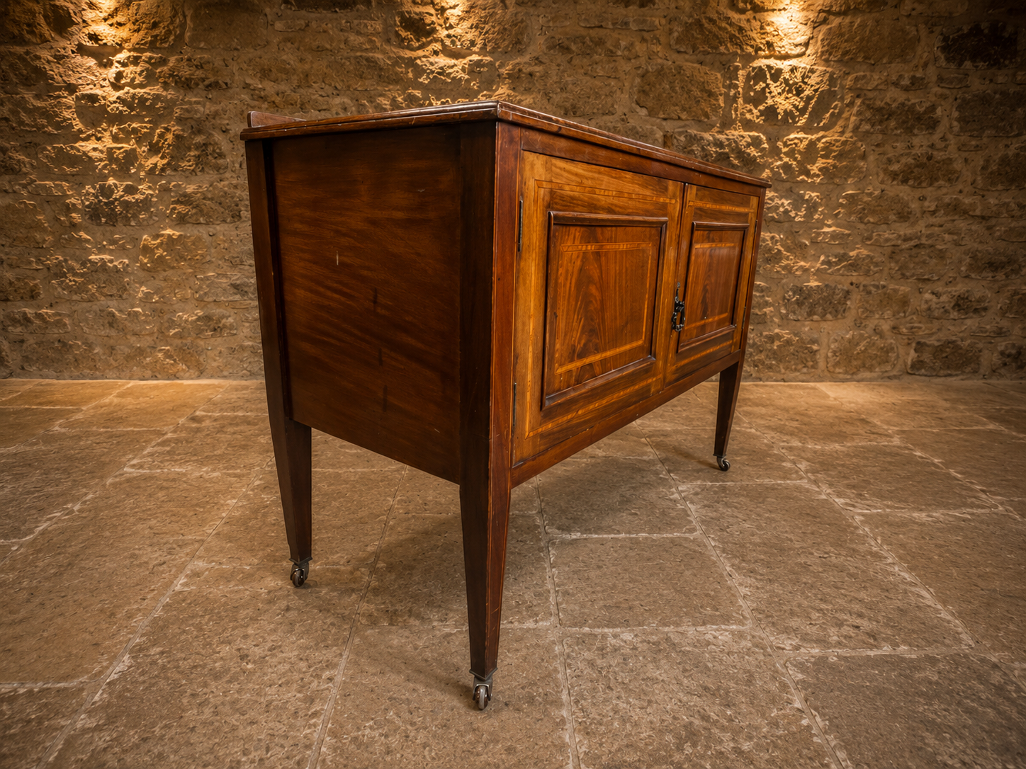 Antique Edwardian Mahogany Sideboard Cabinet with Satinwood Inlay c.1910