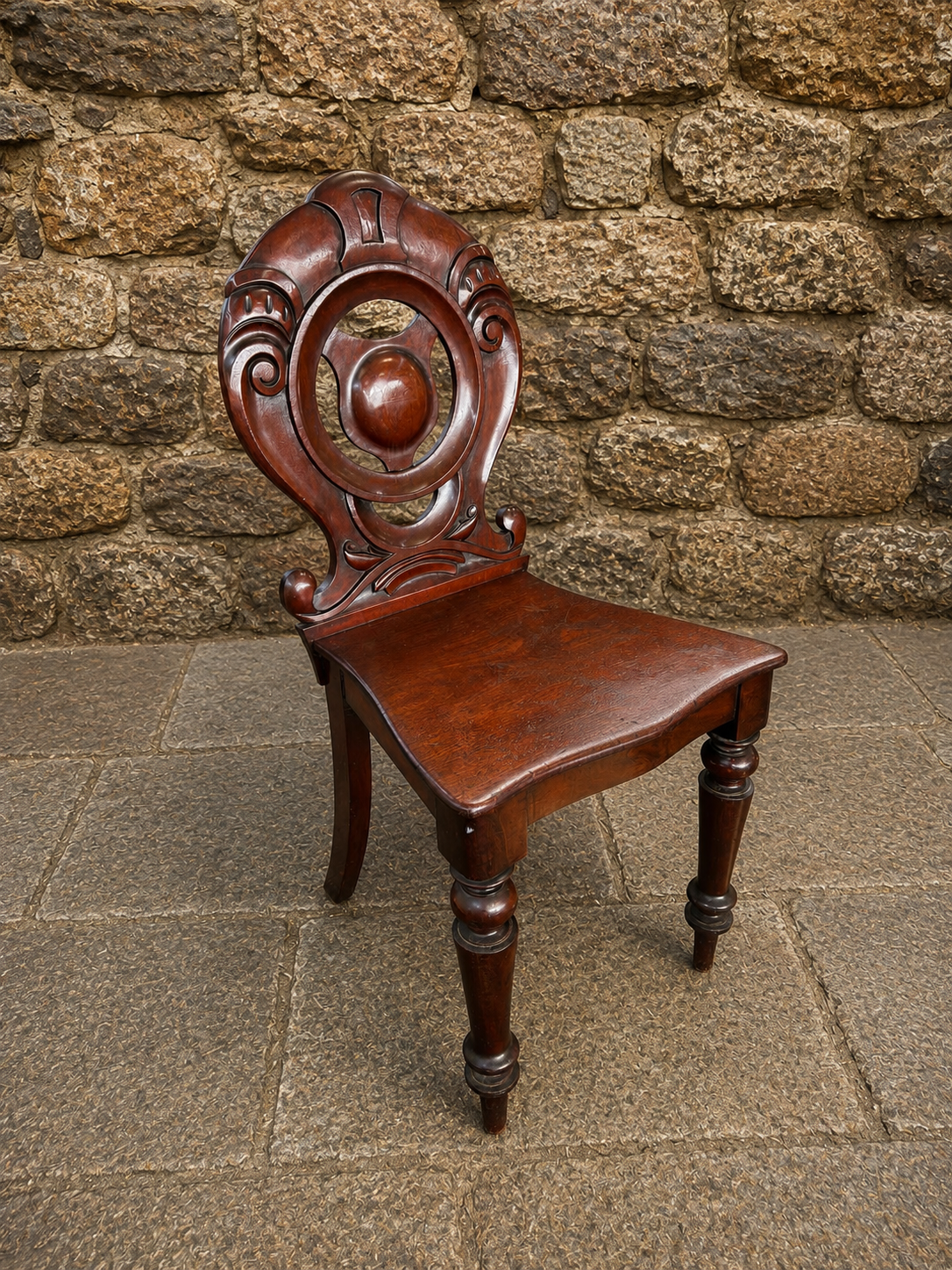 Antique Victorian Mahogany Hall Chair c1860