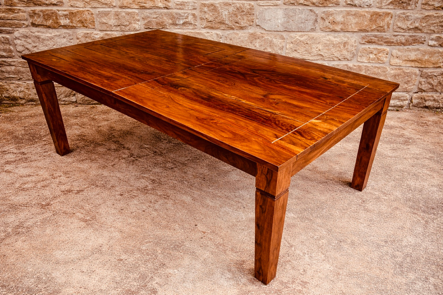 Large Extending Dining Table with Polished Wood Top