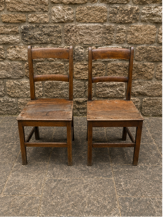 Pair of Antique Country Kitchen Chairs | Rustic Victorian Farmhouse Chairs c.1890–1915
