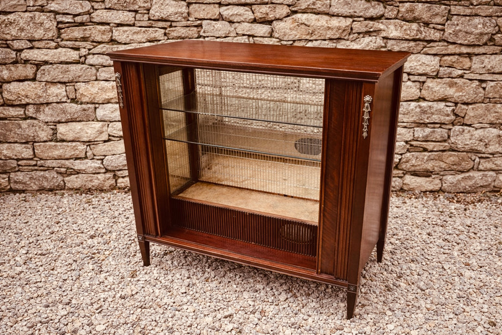 Mid Century Flame Mahogany Cocktail Cabinet with Sliding Doors