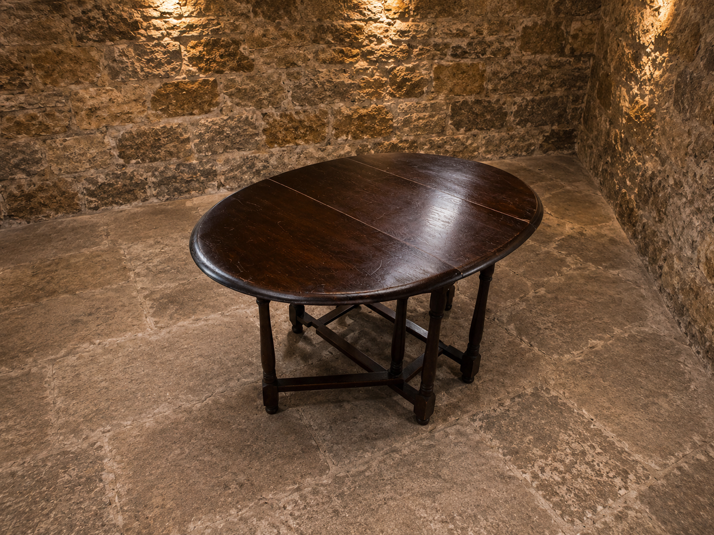 Vintage Mahogany Oval Drop Leaf Gateleg Dining Table | Georgian Style Folding Dining Table | c.1950–1975