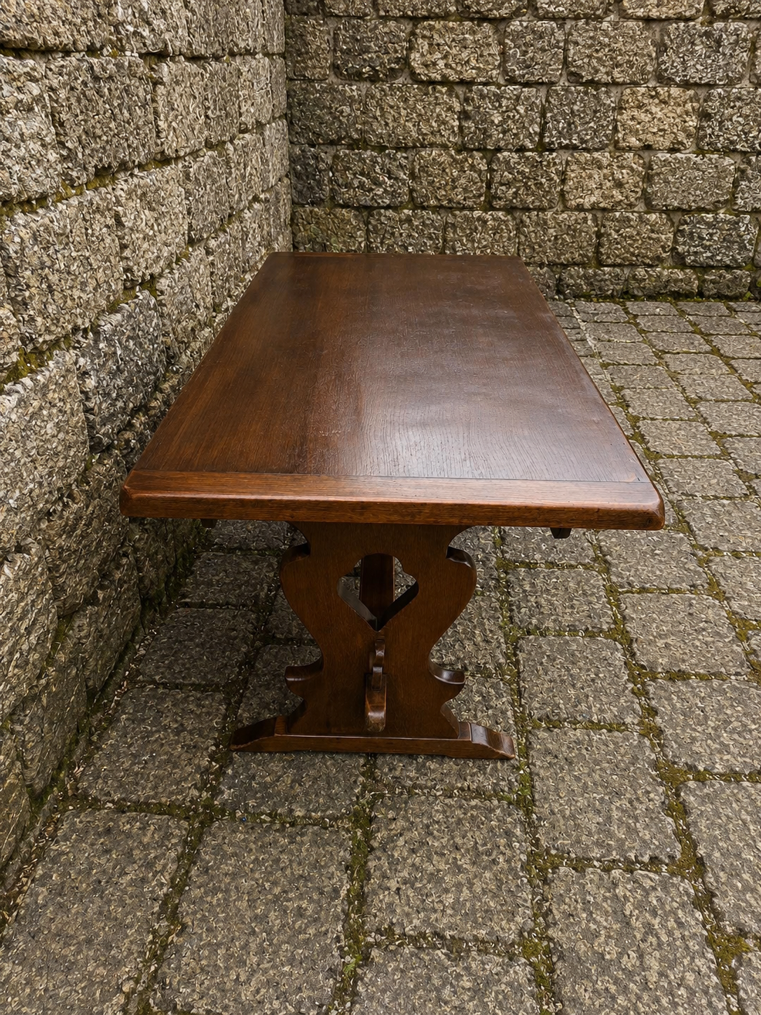 Antique Jacobean Revival Solid Oak Refectory Dining Table