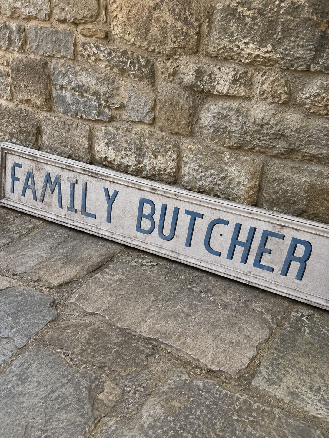 Original Vintage Family Butcher Shop Sign | A.M. & J.F. Popek | Circa 1950s–1960s