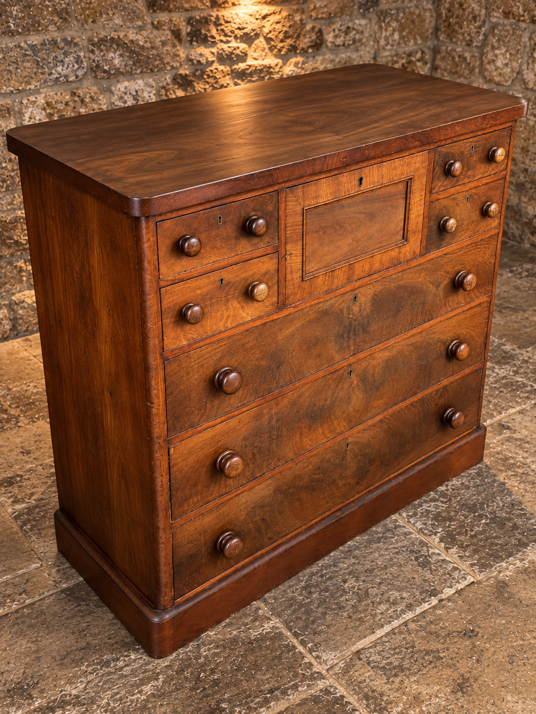 Antique Victorian Burr Walnut Chest of Drawers – c.1860