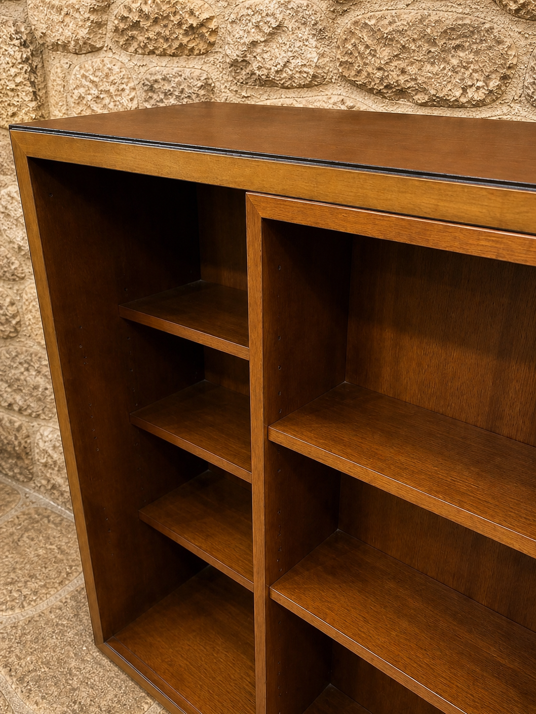 Mahogany Open Bookcase Shelving Unit – Vintage Style Low Storage