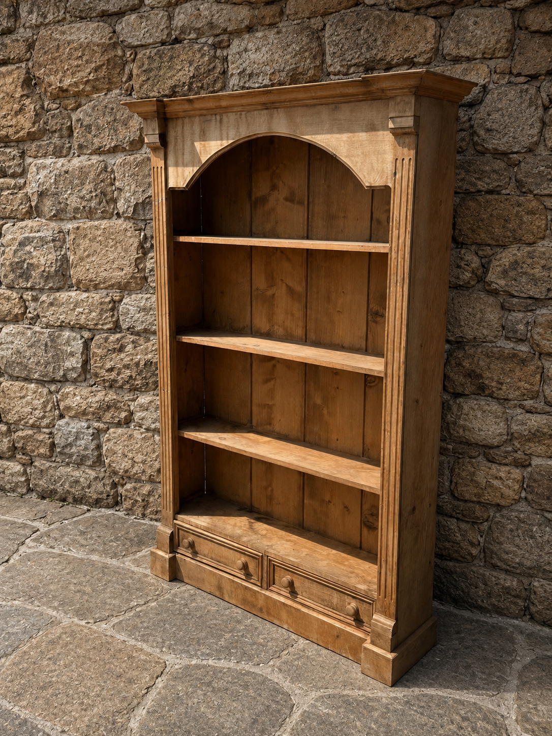 Large Country House Style Open Bookcase with Drawers