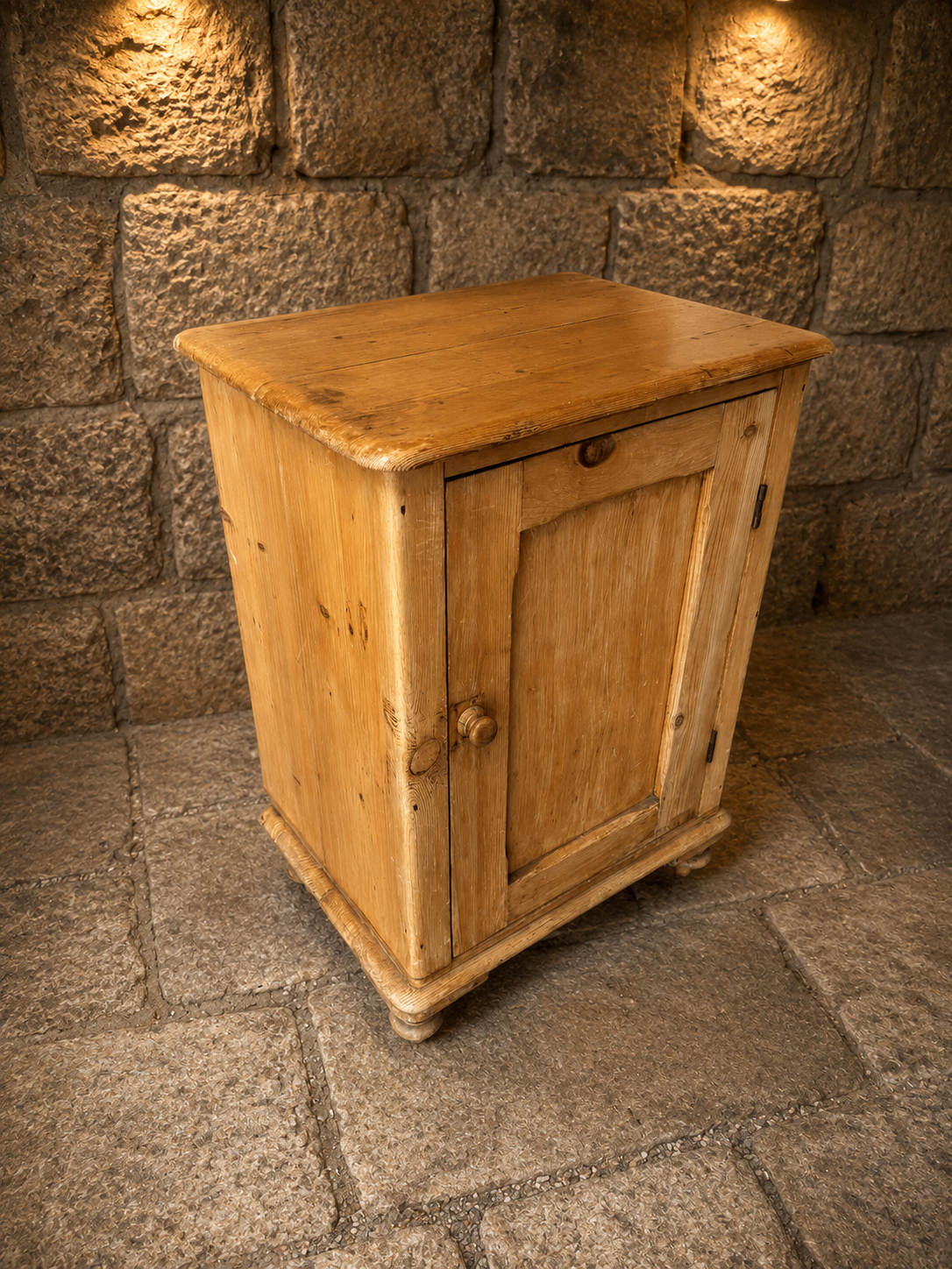 Antique Victorian Pine Bedside Cupboard | Rustic Edwardian Pot Cupboard | Solid Pine Bedside Cabinet