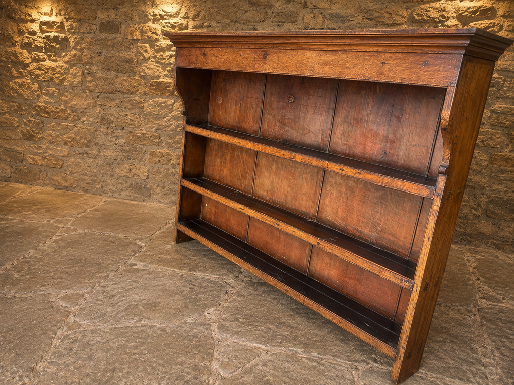 Antique Victorian Oak Open Library Bookcase – Large Country House Bookshelf