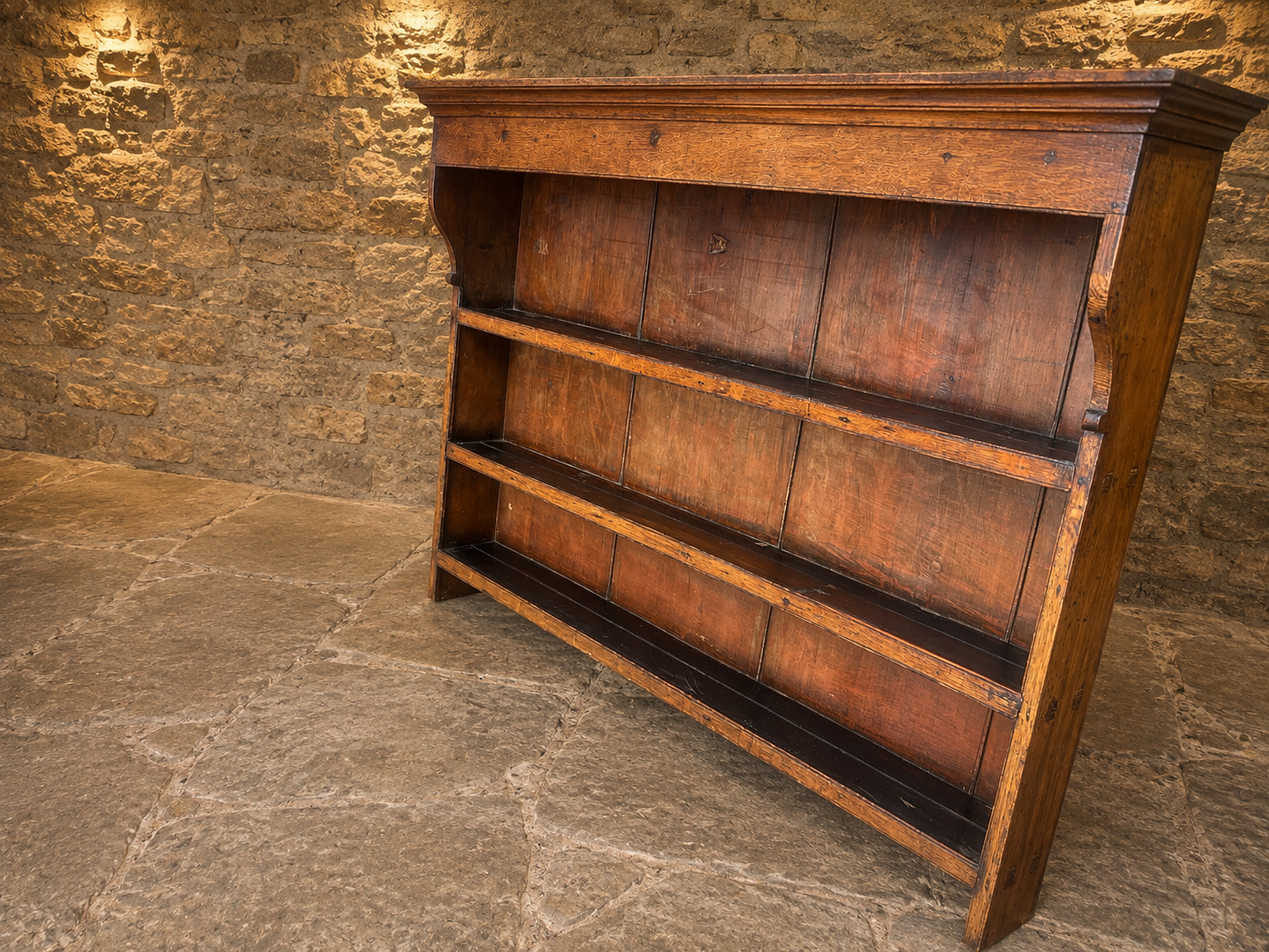 Antique Victorian Oak Open Library Bookcase – Large Country House Bookshelf