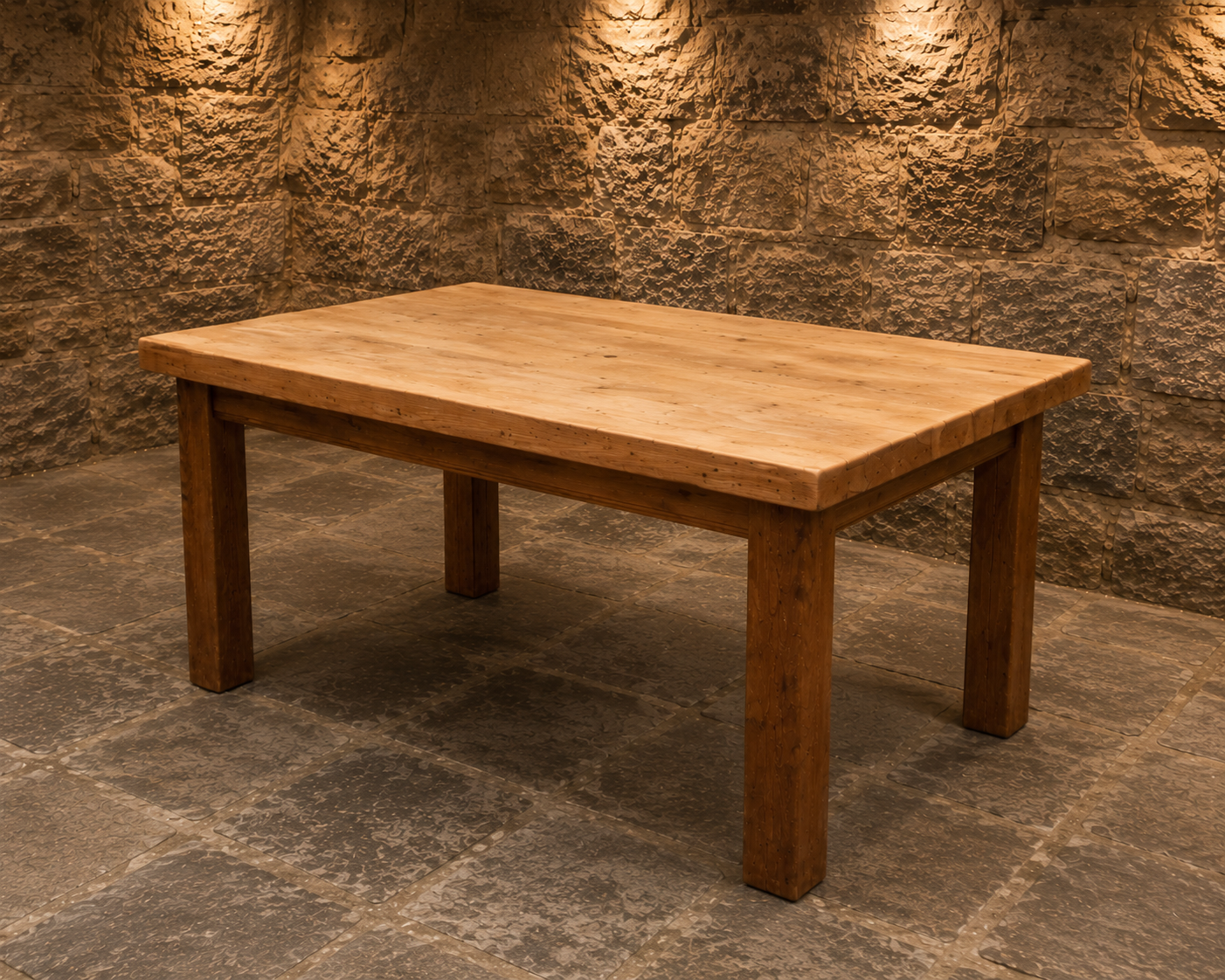 Large Reclaimed Pine Farmhouse Dining Table – Solid Wood Rustic Kitchen Table