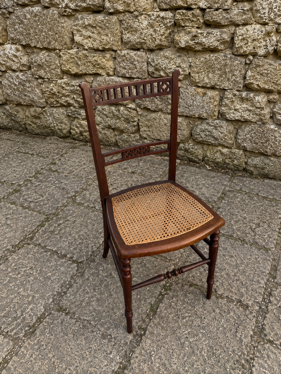 Edwardian Mahogany Cane Seat Occasional Chair
