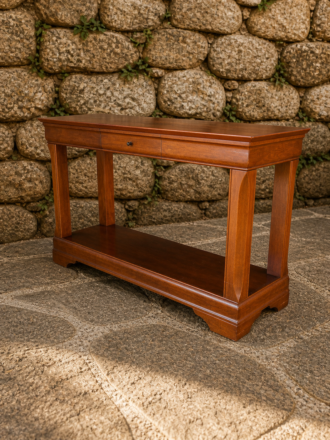 Mahogany Georgian Style Console Table – 130cm with Drawer & Shelf