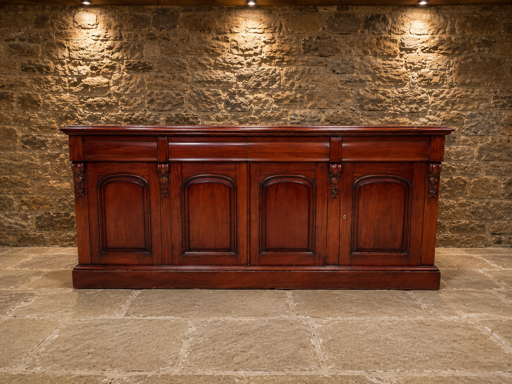 Victorian Mahogany Shop Counter Base | Antique Commercial Cabinet | Kitchen Island Base