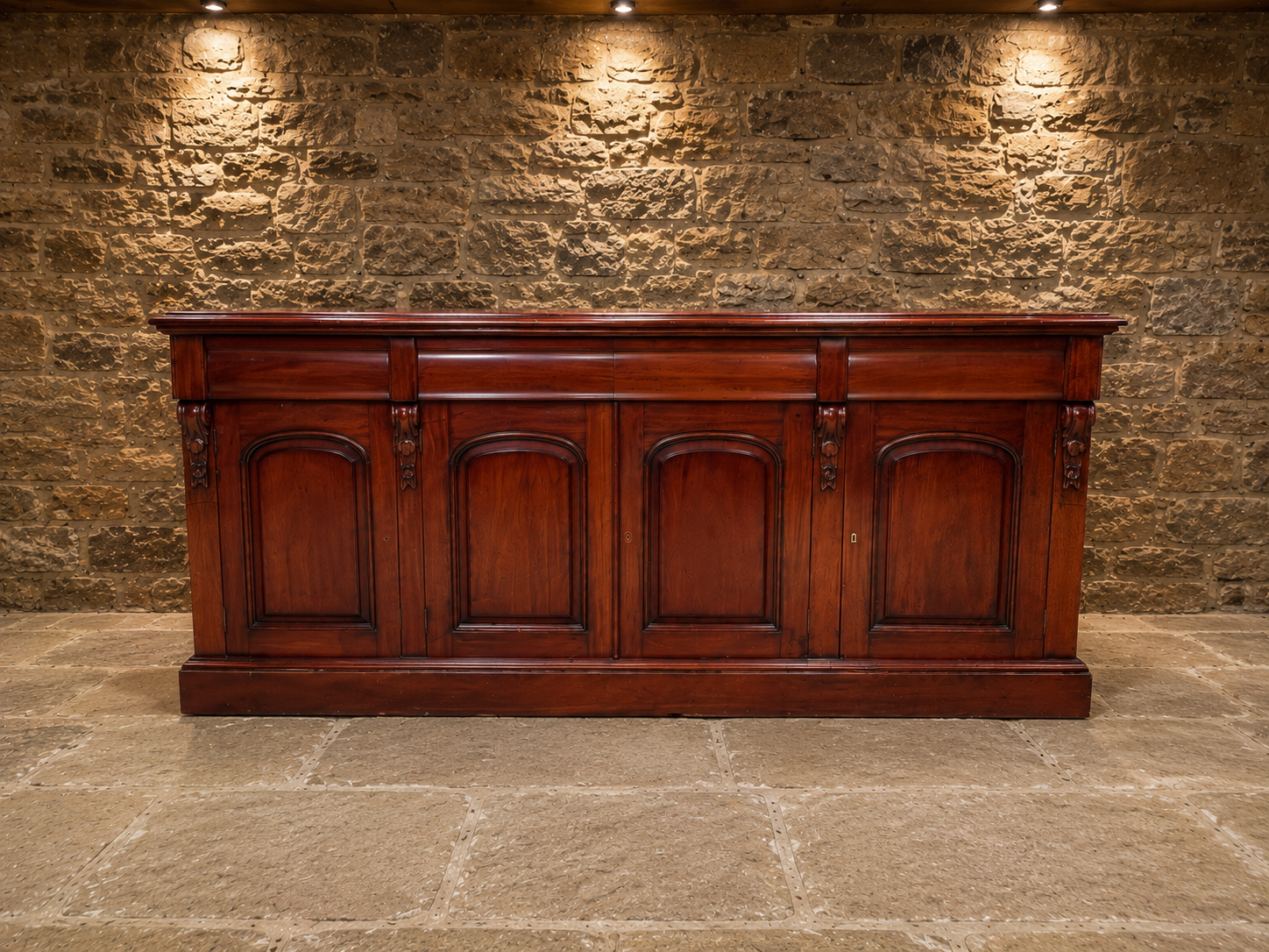 Victorian Mahogany Shop Counter Base | Antique Commercial Cabinet | Kitchen Island Base