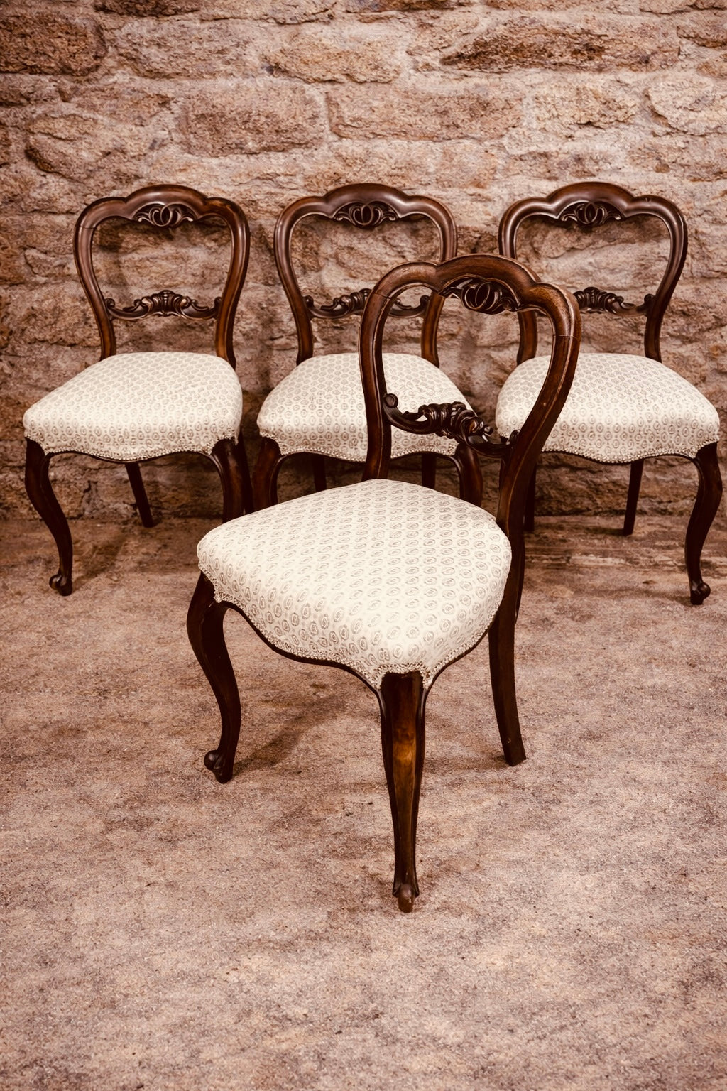 Set of 4 Georgian Style Mahogany Balloon Back Dining Chairs c.1920